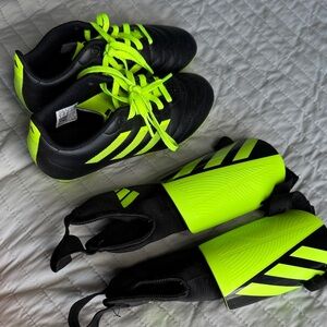 ADIDAS soccer cleats and shin guards